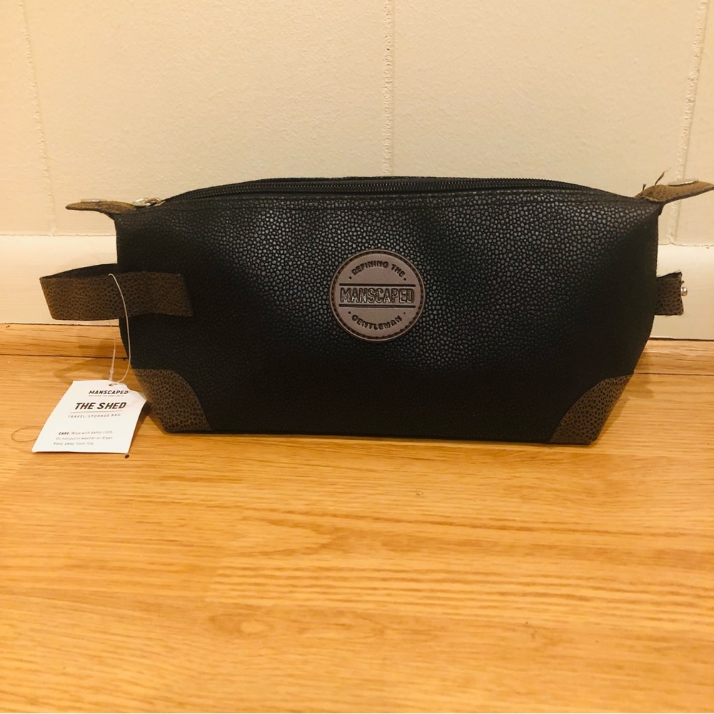 Manscaped The Shed Mens Toiletry Travel Pouch Bag Faux Leather NEW